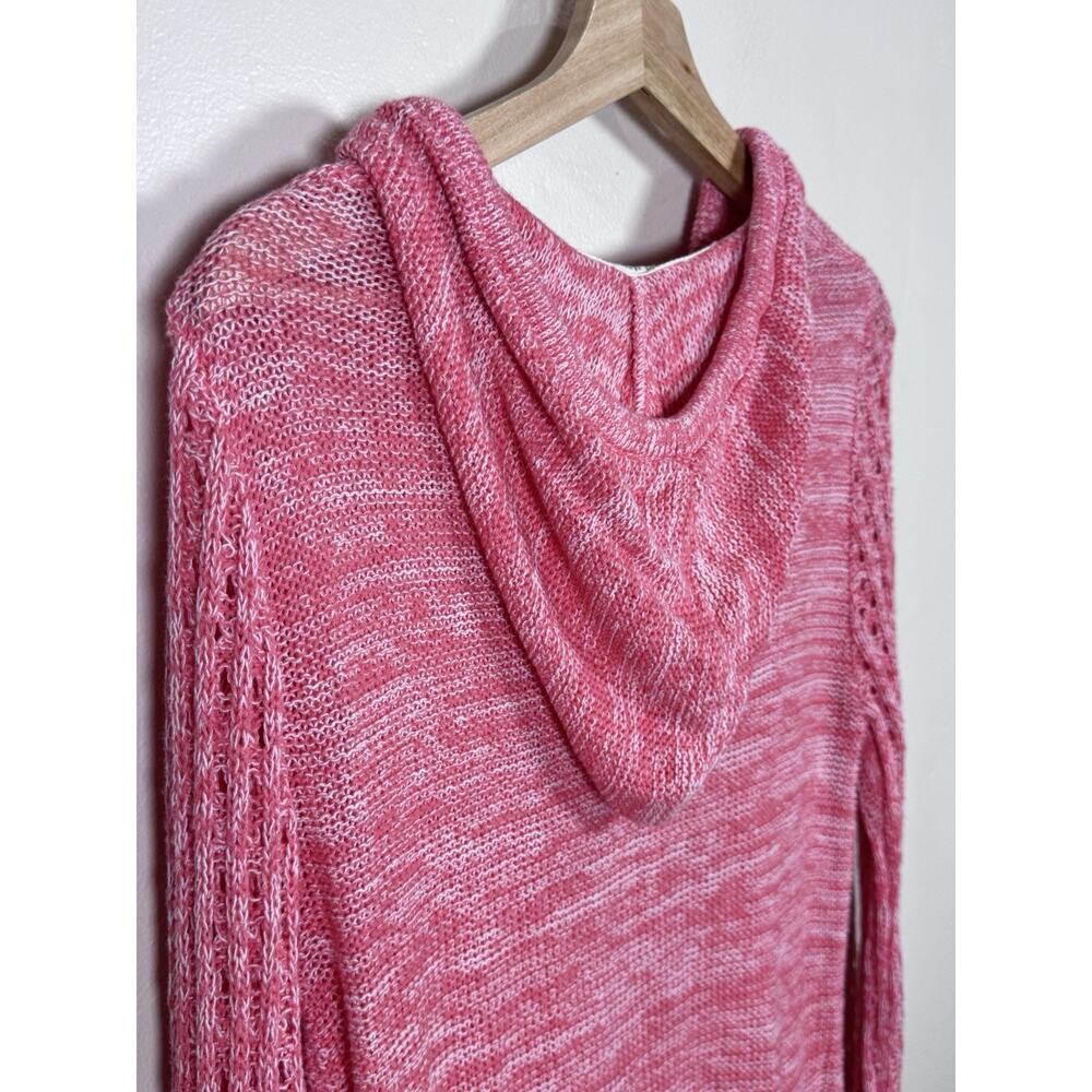 Roxy Womens Hoodie Sweater Open Knit Crochet Pink Beach Boho Large - Picture 6 of 7